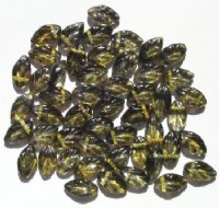 50 12mm Transparent Two Tone Olive Glass Leaf Beads